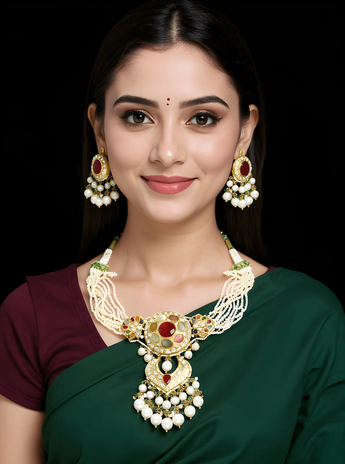 Gold D Kundan Set