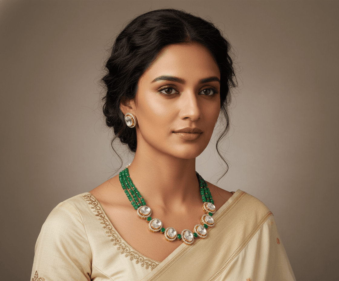 Gold D Kundan Set