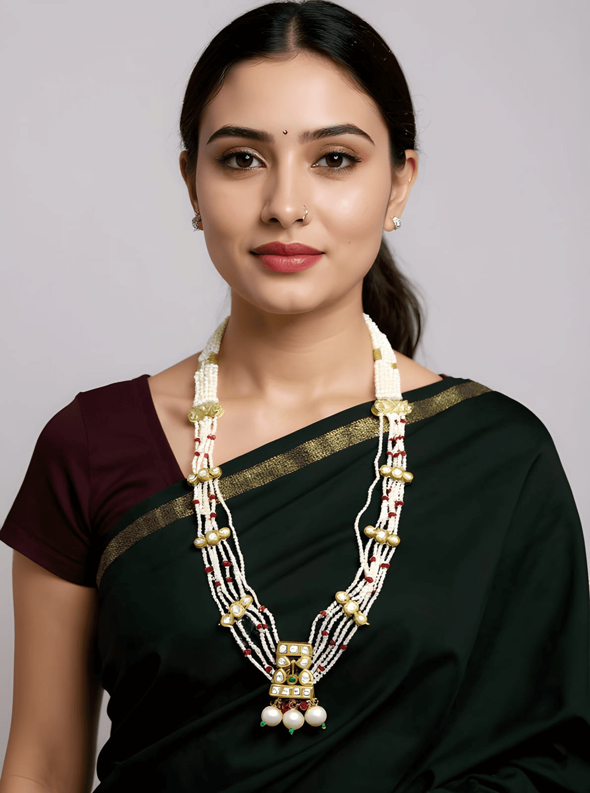 Gold D Kundan Set