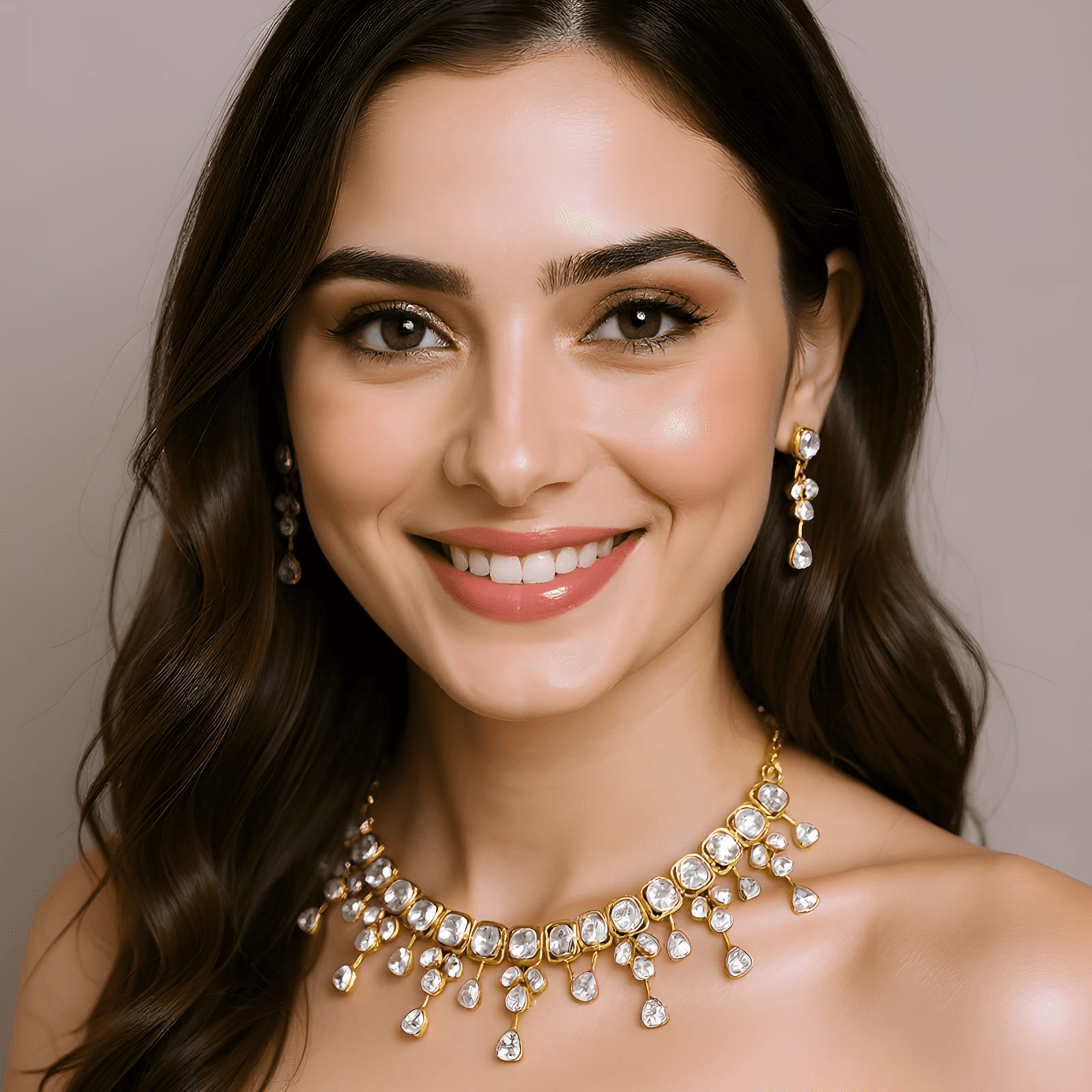 Gold D Kundan Set